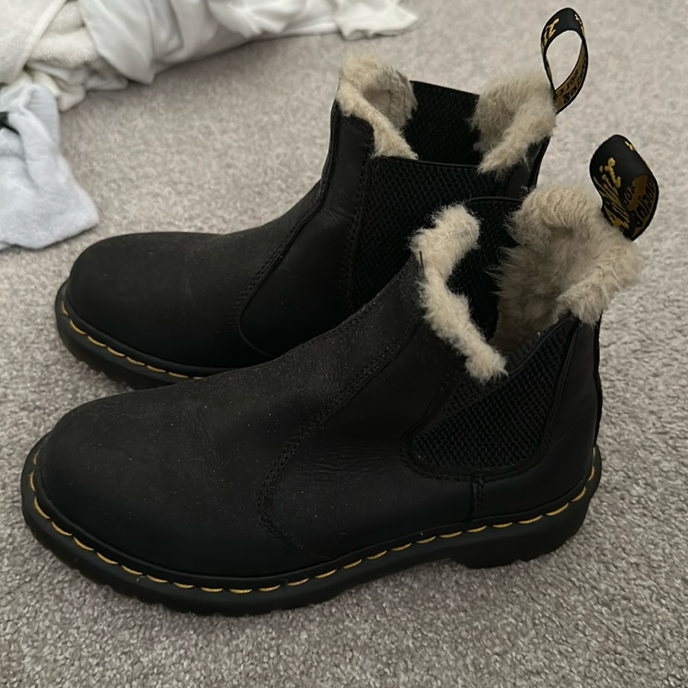 Dr. Martens Black Fur-Lined Women's Boots